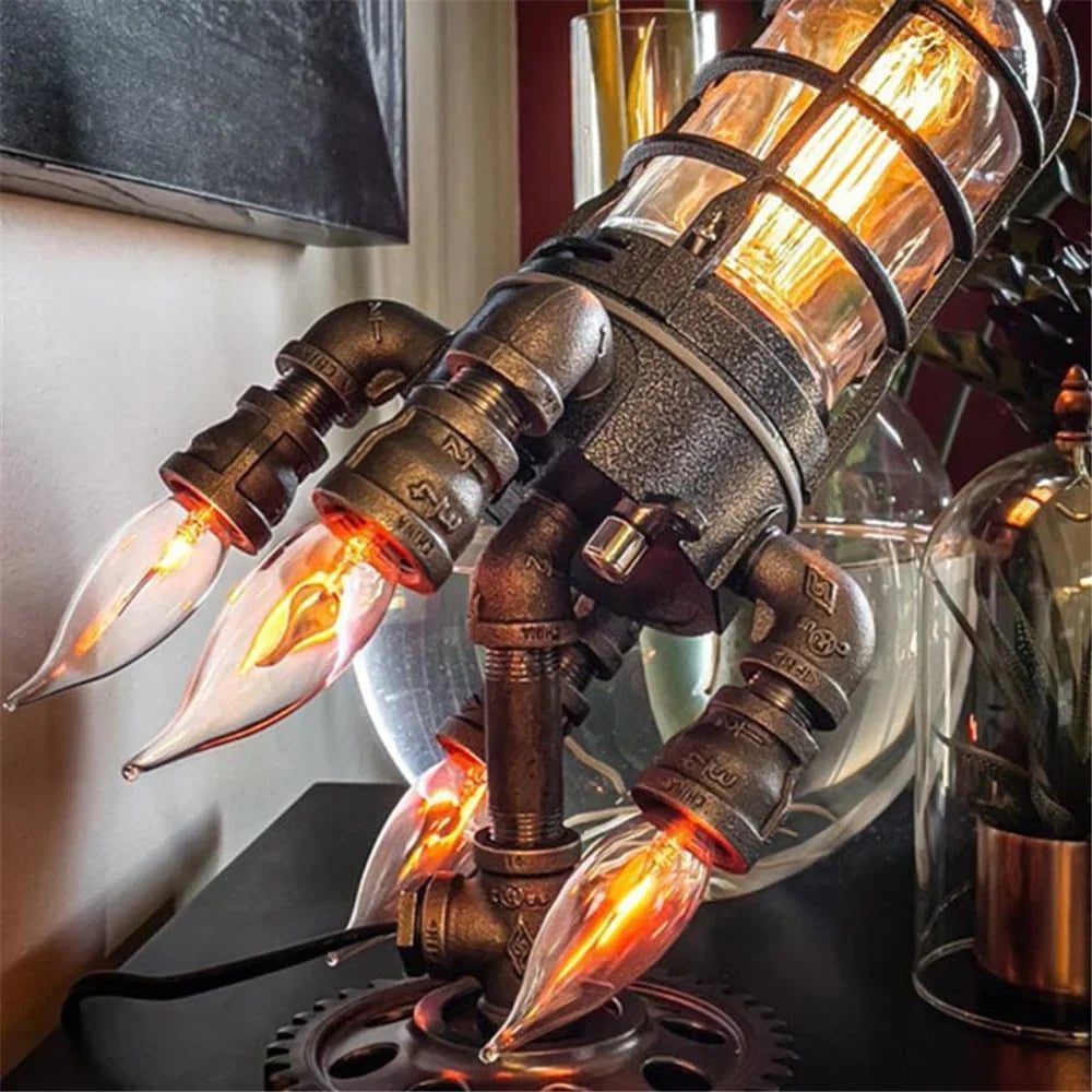 Steampunkowa lampa rakietowa