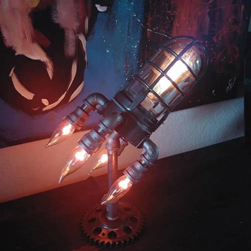 Steampunkowa lampa rakietowa