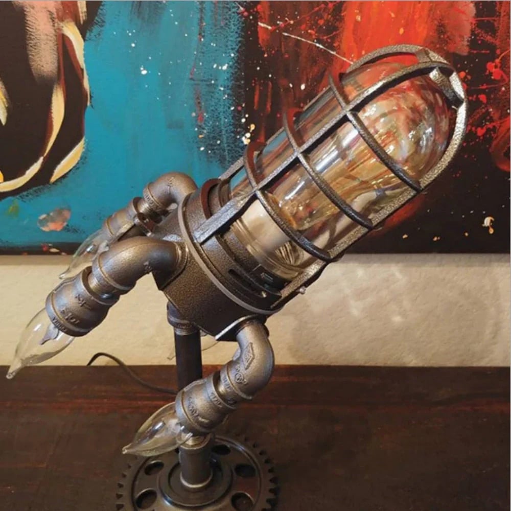 Steampunkowa lampa rakietowa