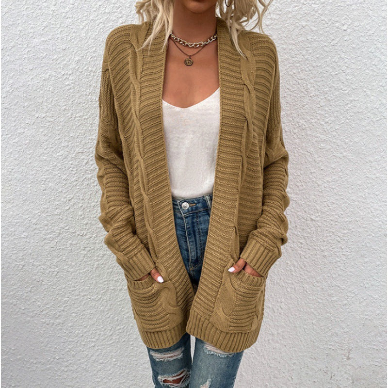 sweterek z dzianiny typu twist cardigan