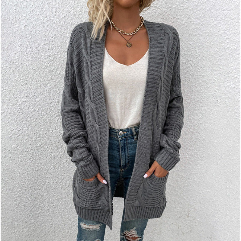 sweterek z dzianiny typu twist cardigan