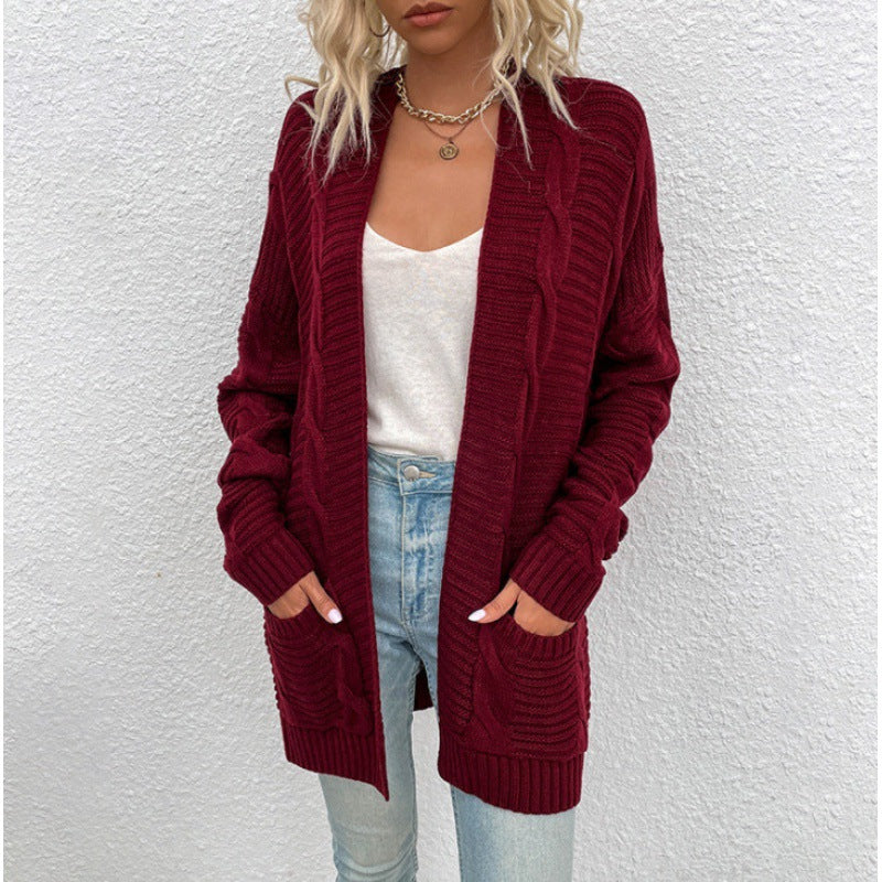 sweterek z dzianiny typu twist cardigan