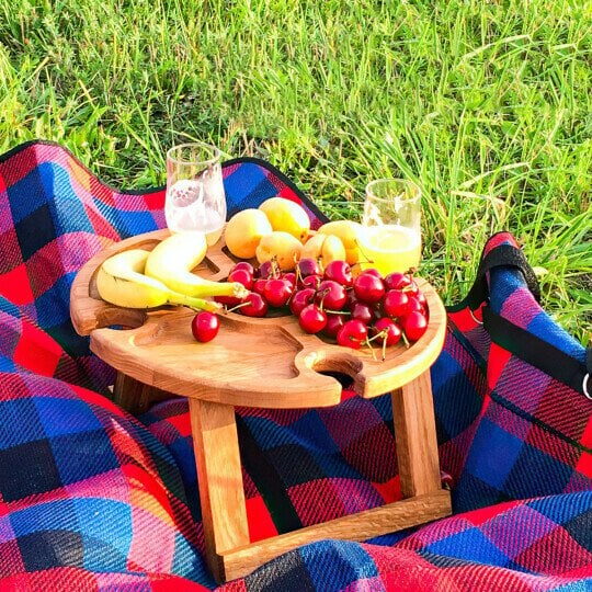 Promocja Ostatniego Dnia🔥49% zniżki  Drewniany składany stół piknikowy na zewnątrz z uchwytem na szklankę