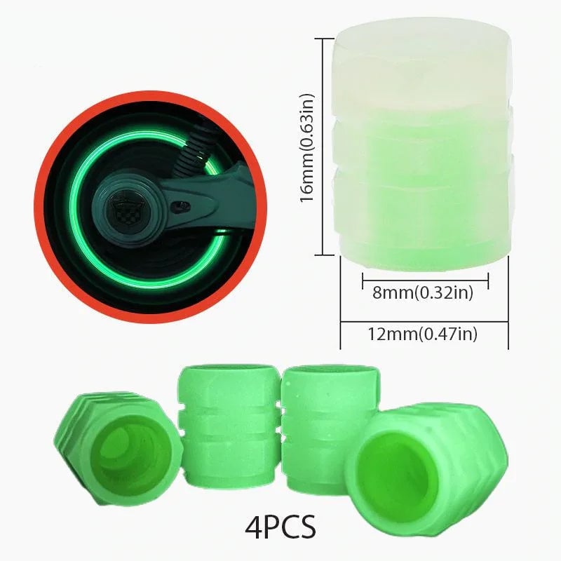 Uniwersalne fluorescencyjne nakładki na zawory opon (4 szt./zestaw)