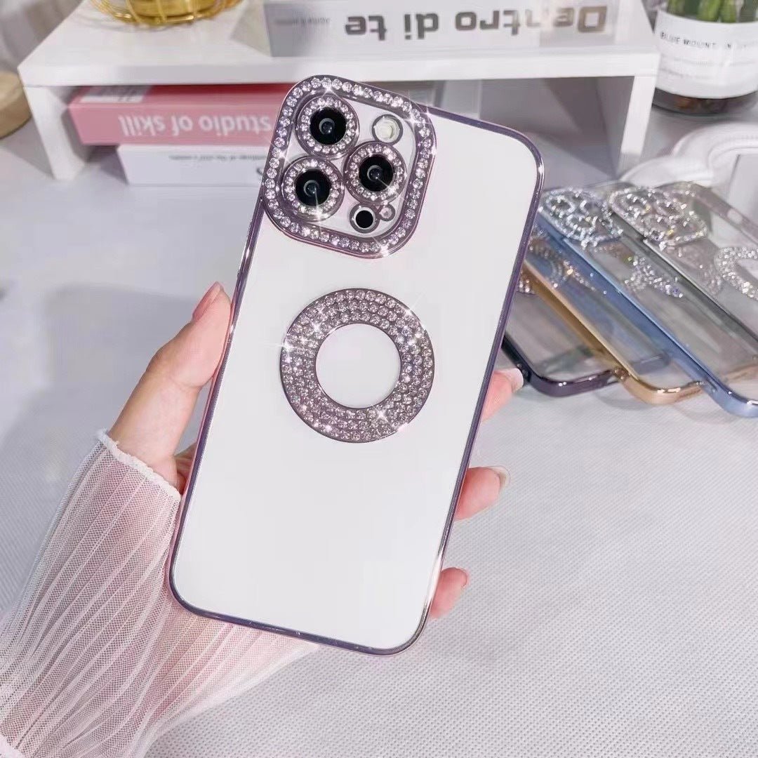 Damska Bling Rhinestone Luksusowa moda Ochronna przezroczysta obudowa iPhone'a