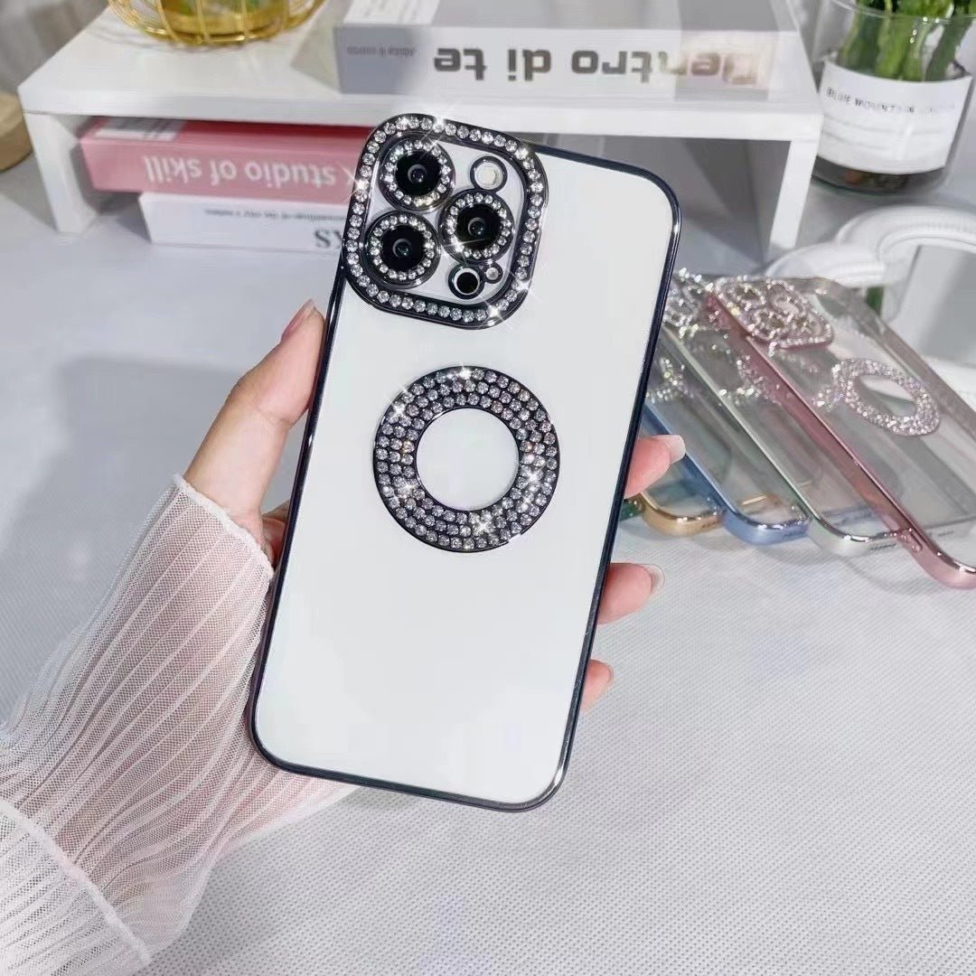 Damska Bling Rhinestone Luksusowa moda Ochronna przezroczysta obudowa iPhone'a