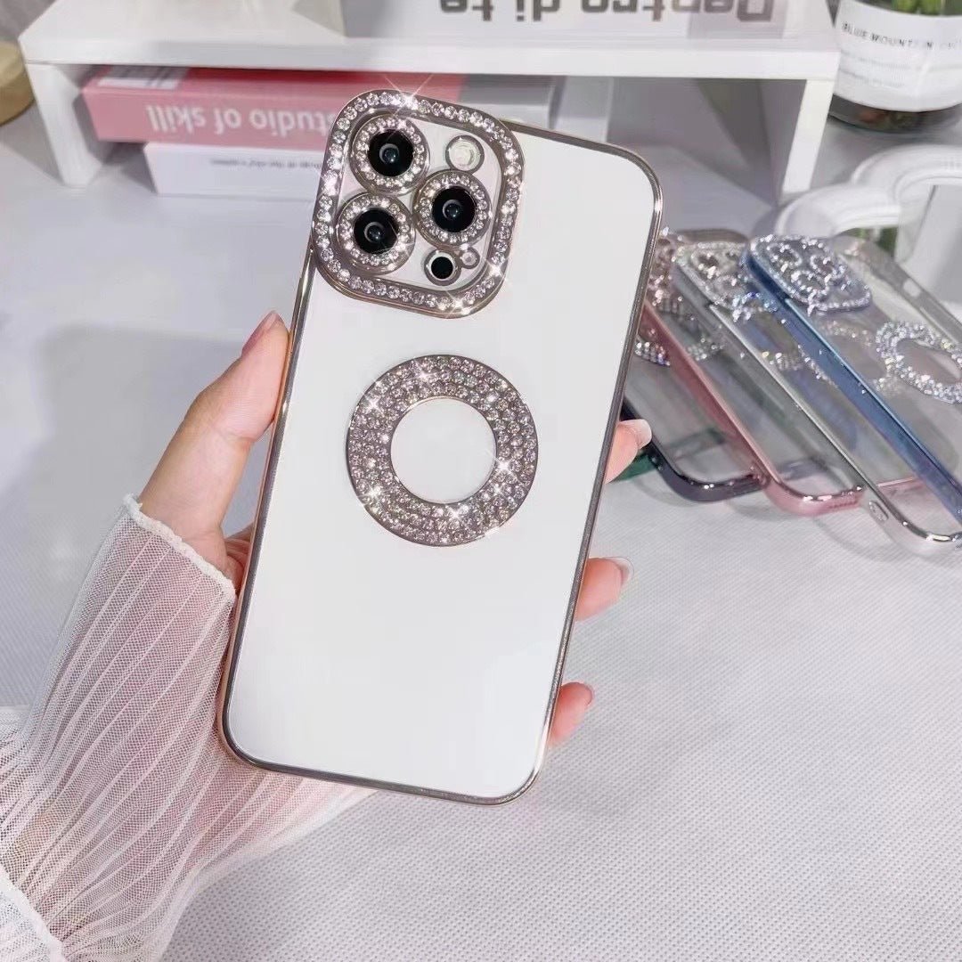 Damska Bling Rhinestone Luksusowa moda Ochronna przezroczysta obudowa iPhone'a